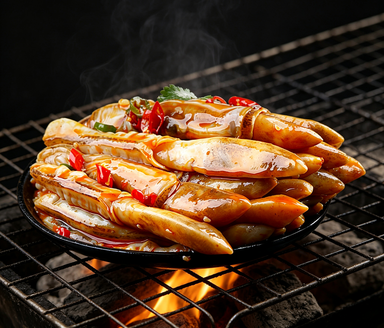 Delicious Grilled Squid Skewers with Spicy Sauce